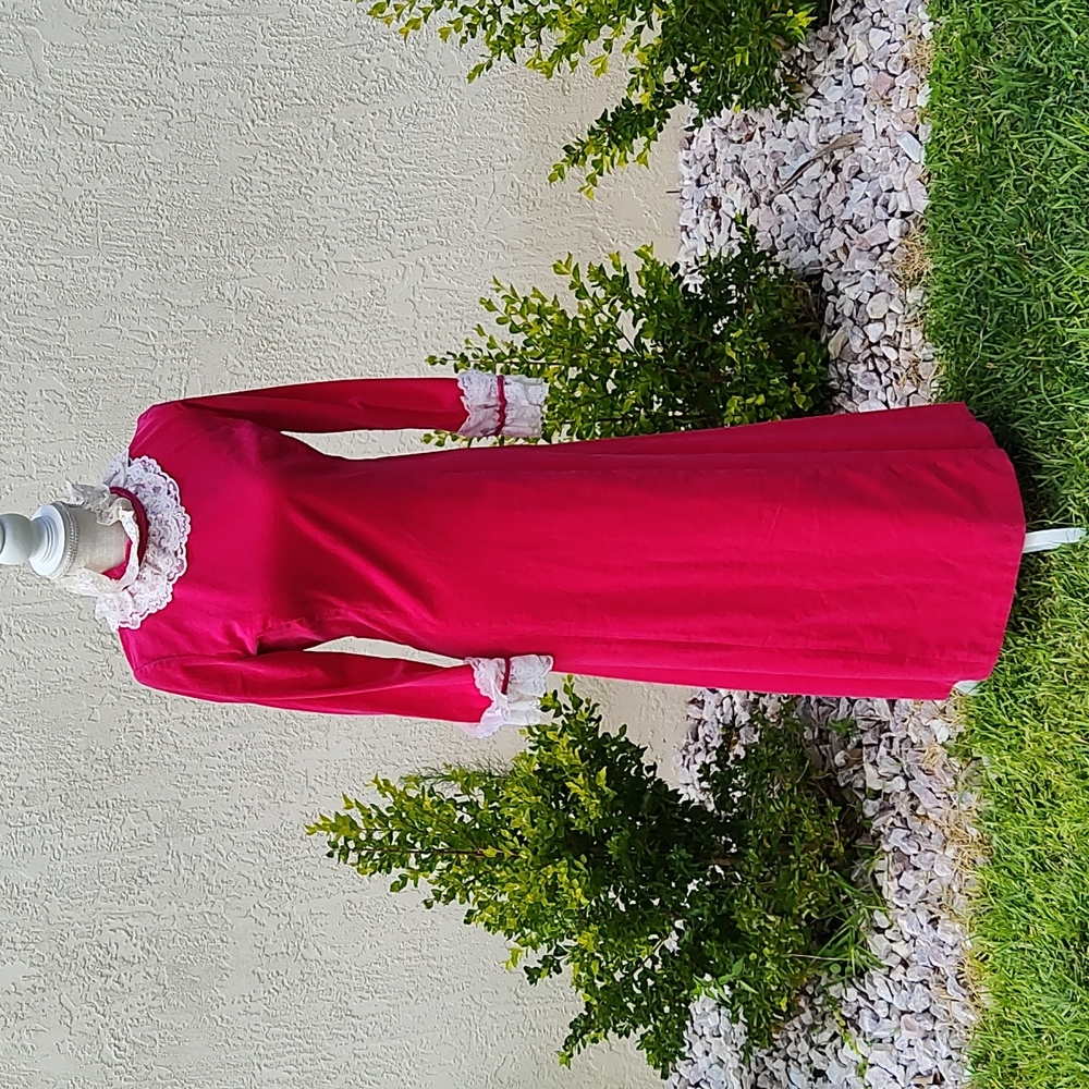 60's/70's Hot Pink Velvet Maxi Dress